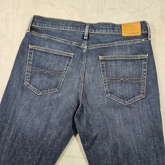 Lucky Brand Jeans Mens 34x30.75 410 Athletic Straight Blue Mid Rise Dark Wash - Picture 8 of 13
